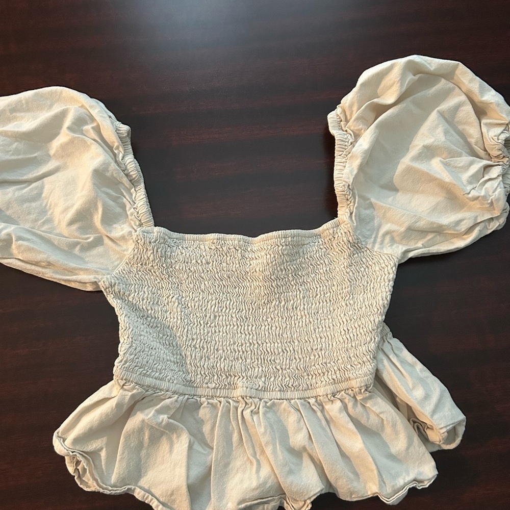 Elegant Beige Smocked Top